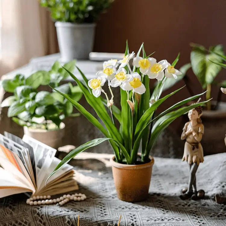 Faux Daffodil in Brown Pot by RusticReach