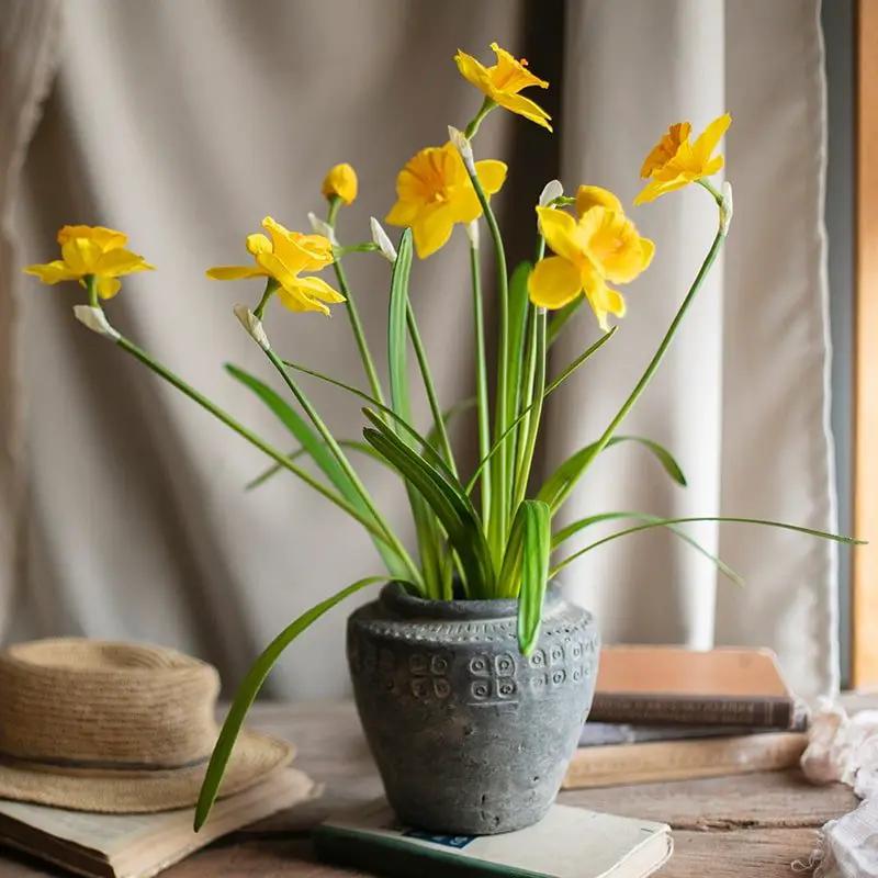Artificial Silk Yellow Faux Daffodil Flower Stem 19" Tall by RusticReach