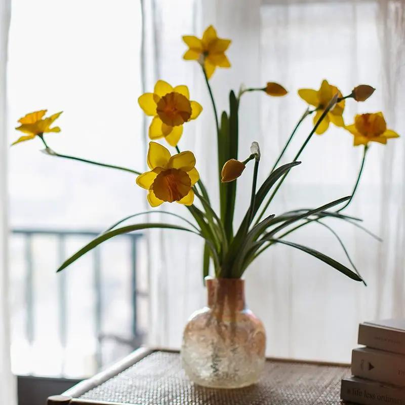 Artificial Silk Yellow Faux Daffodil Flower Stem 19" Tall by RusticReach