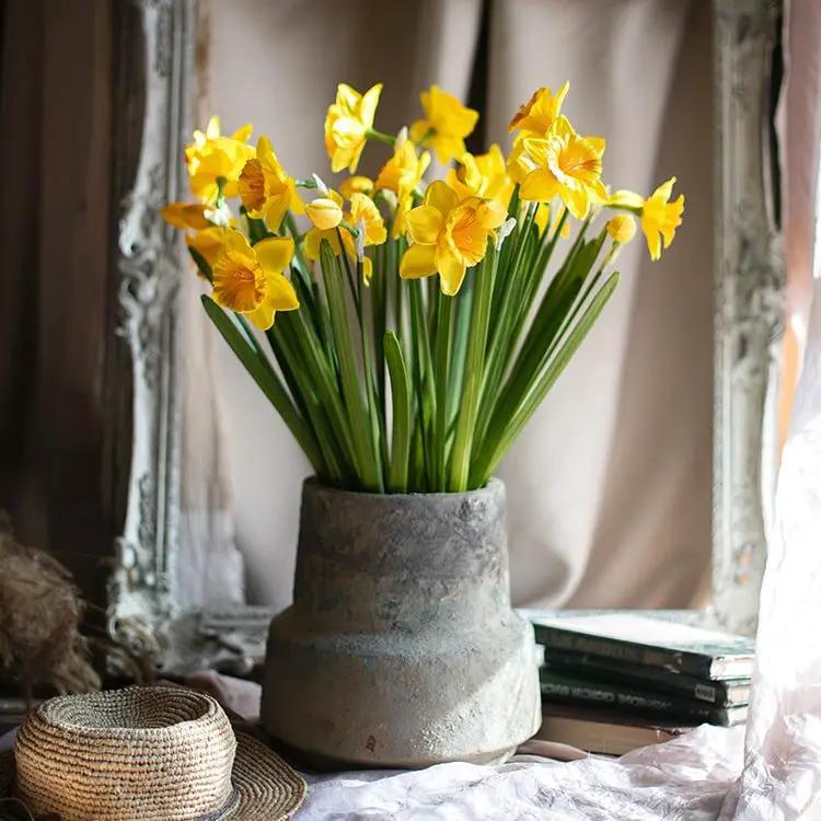 Artificial Silk Yellow Faux Daffodil Flower Stem 19" Tall by RusticReach