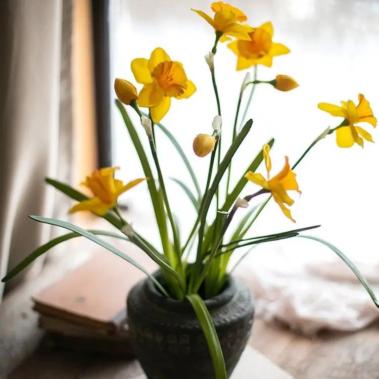 Artificial Silk Yellow Faux Daffodil Flower Stem 19" Tall by RusticReach