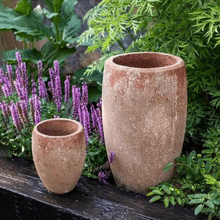 Distressed Cement Plant Pot Tall by RusticReach