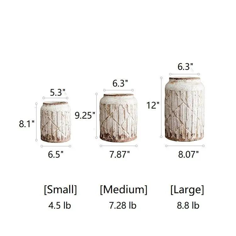 Distressed White Ceramic Flower Jar Vase by RusticReach