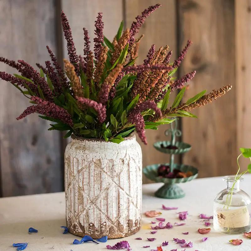 Distressed White Ceramic Flower Jar Vase by RusticReach