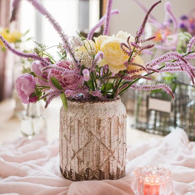 Distressed White Ceramic Flower Jar Vase by RusticReach