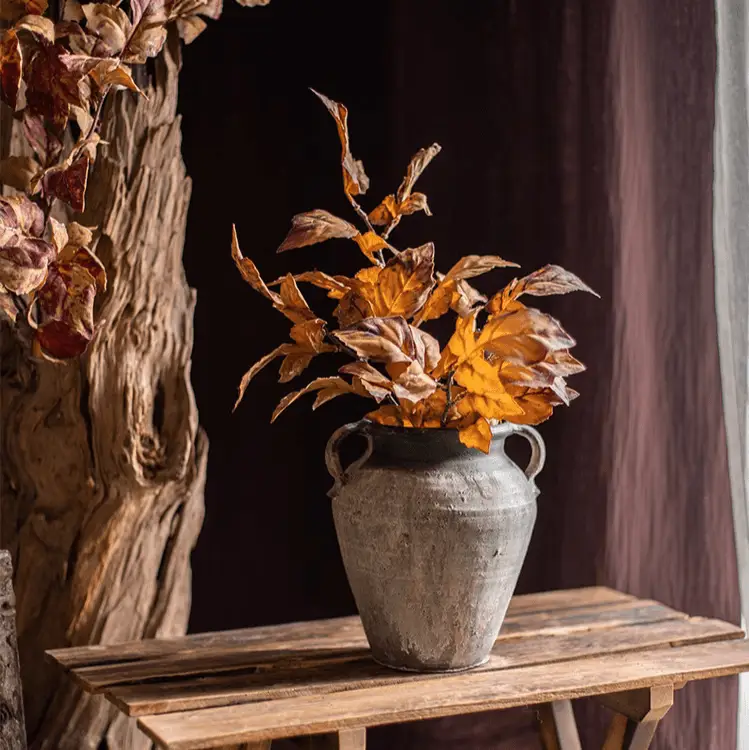 Artificial Dyed Dry Leaf Stem 33" Tall Faux by RusticReach