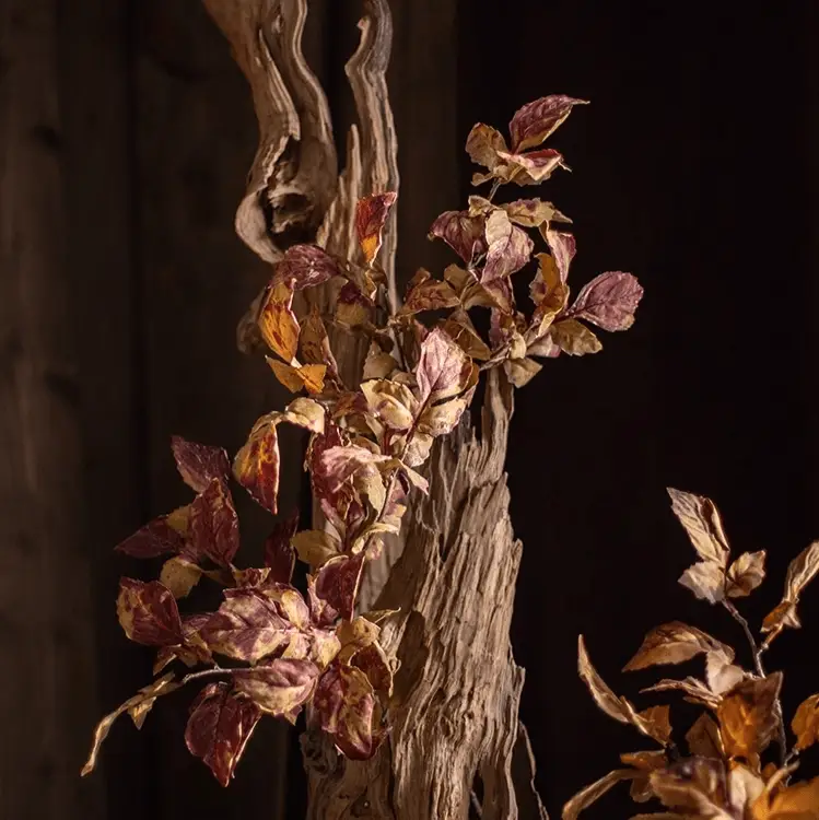 Artificial Dyed Dry Leaf Stem 33" Tall Faux by RusticReach