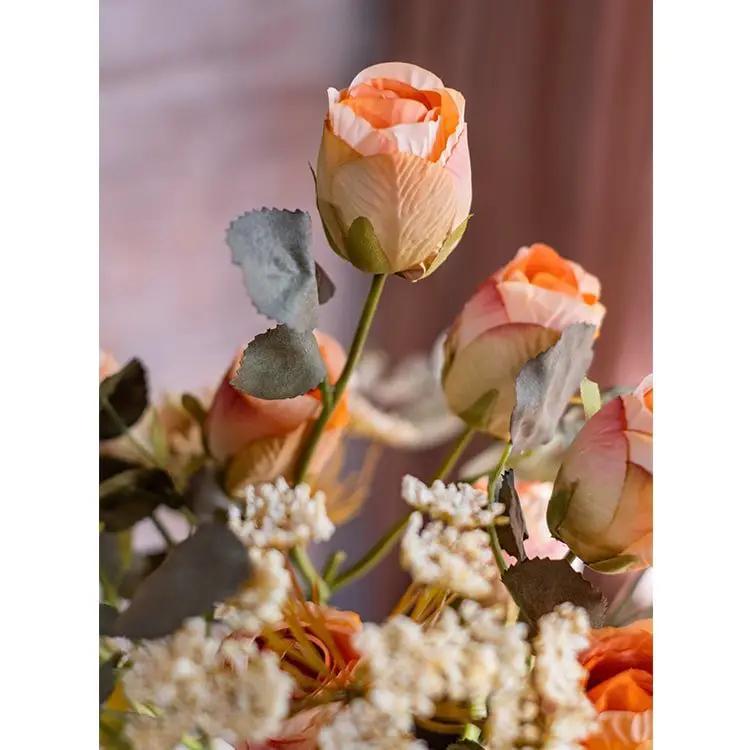 Faux Artificial Flower Dry Rose Stem Champagne or Orange 23" Tall by RusticReach