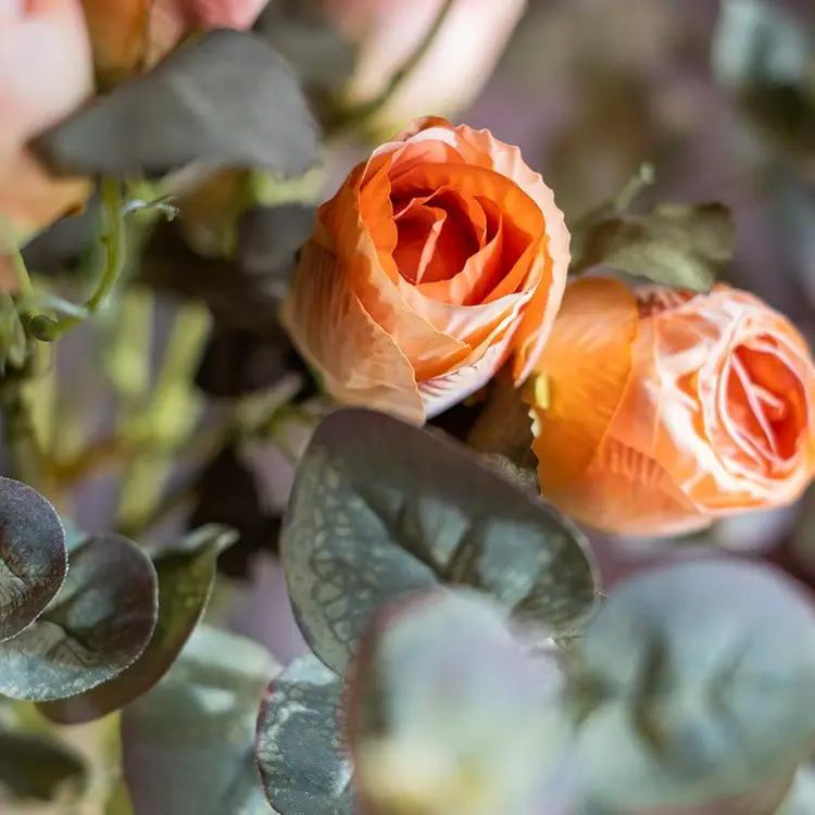Faux Artificial Flower Dry Rose Stem Champagne or Orange 23" Tall by RusticReach