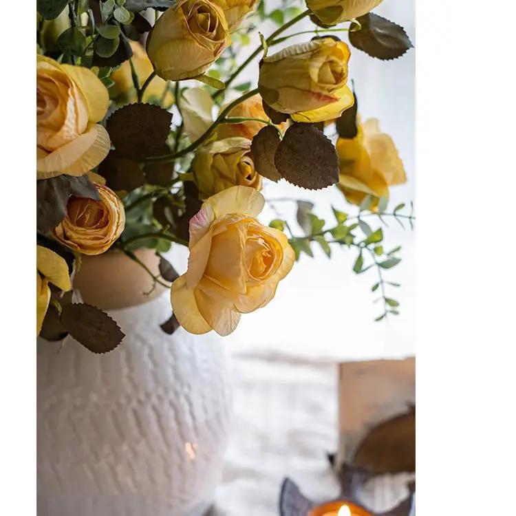 Artificial Faux Silk Flower Dry Rose Stem White or Yellow 23" Tall by RusticReach