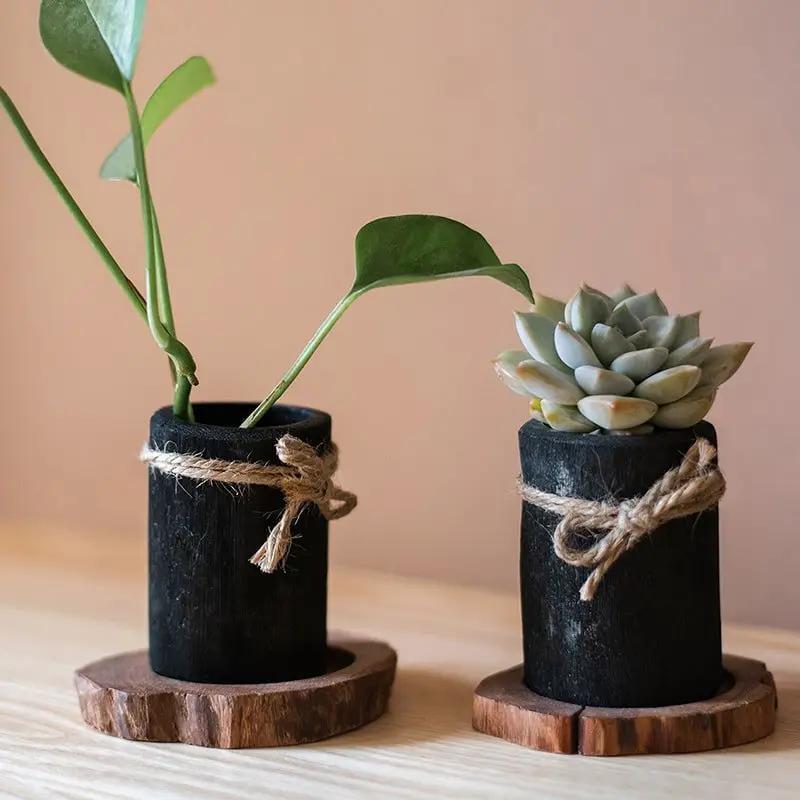 Desktop Charcoal Planter Wood Tray by RusticReach