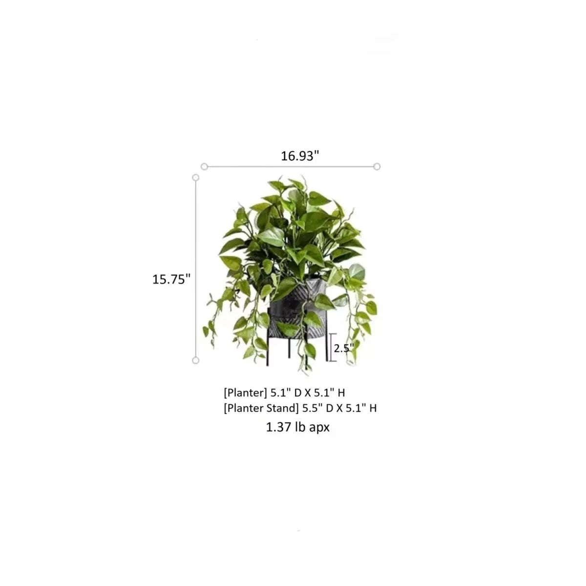 Faux Epipremnum in Metal Pot by RusticReach