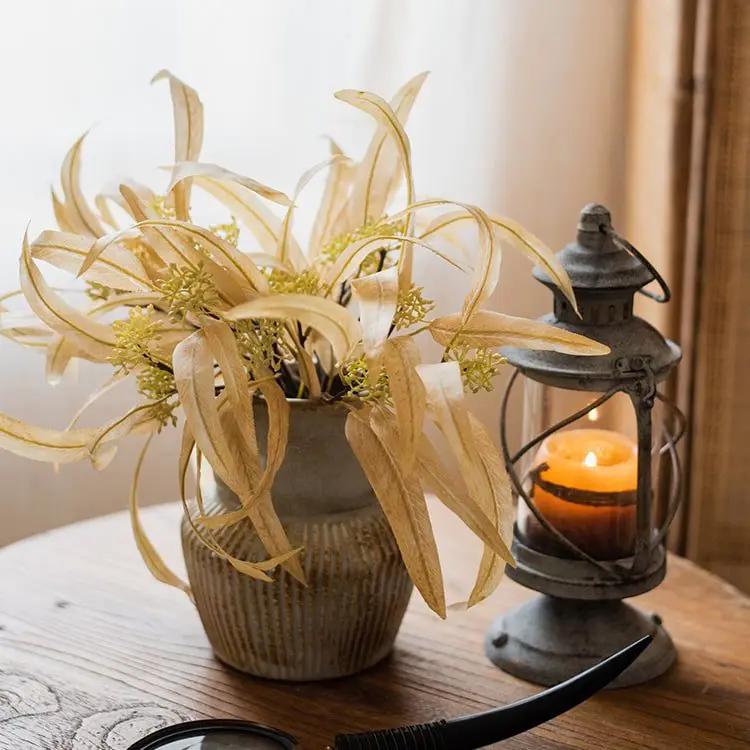 Silk Long Eucalyptus Leaf Bunch in Natural Faux by RusticReach