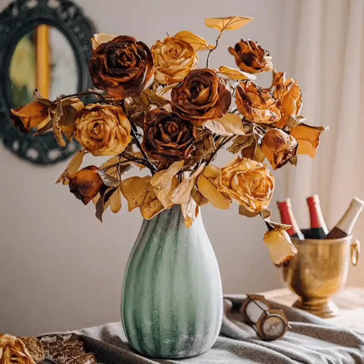 French Dried Look Faux Rose Stem 26" Tall by RusticReach