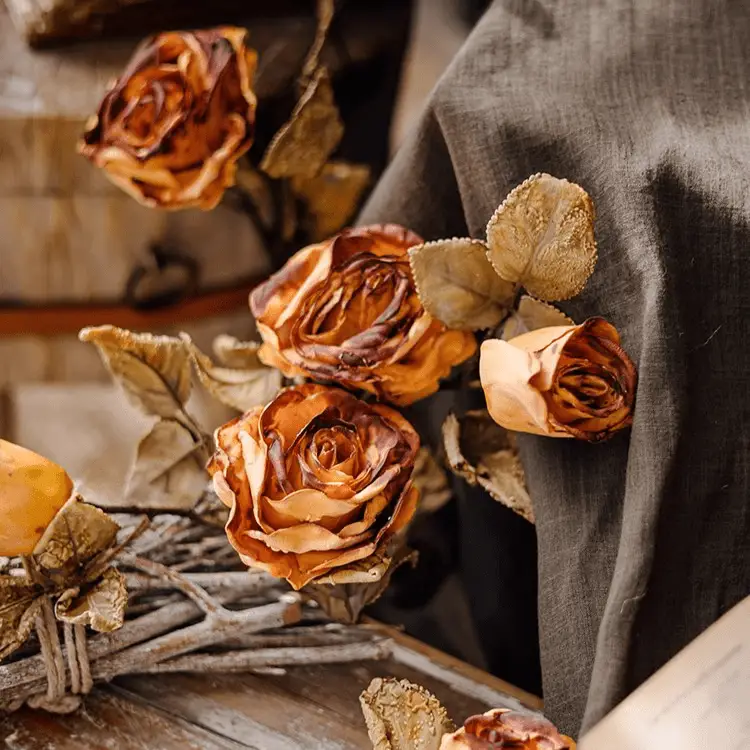 French Dried Look Faux Rose Stem 26" Tall by RusticReach