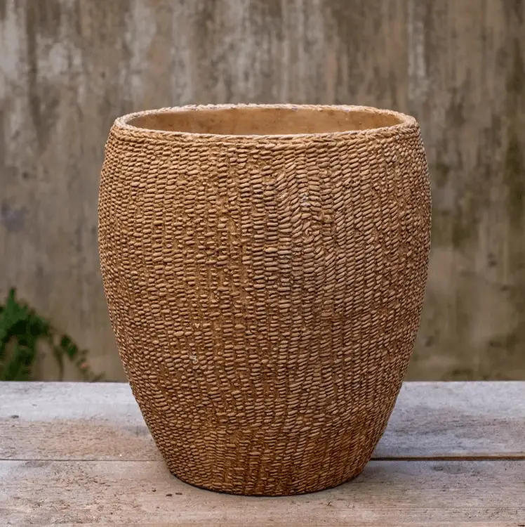 Faux Grass-Woven Cement Planter by RusticReach