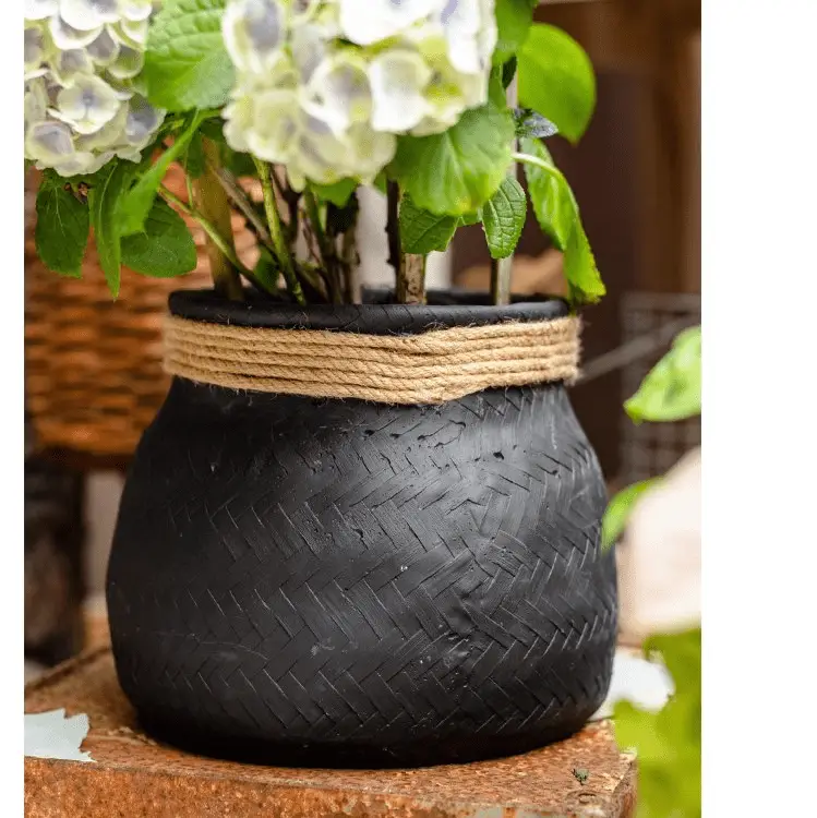 Faux Bamboo Woven Cement Planter by RusticReach
