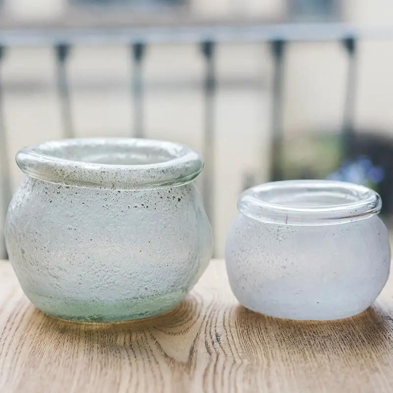 Hand Blown Glass Foggy Glass Vase by RusticReach