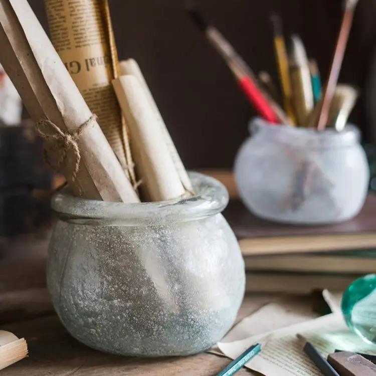 Hand Blown Glass Foggy Glass Vase by RusticReach