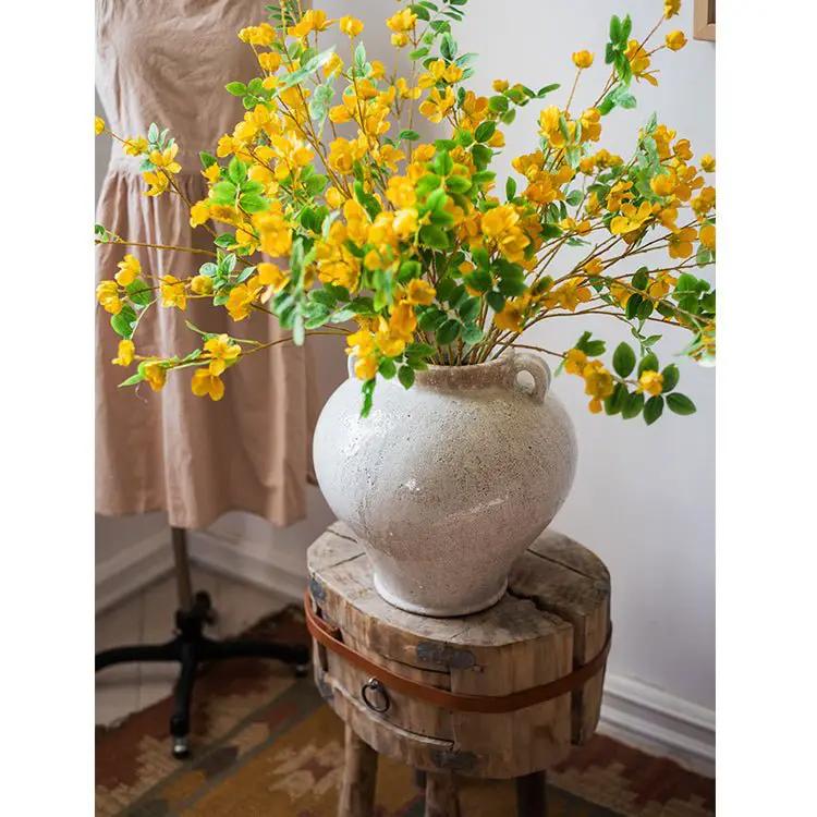 Large French Country White Ceramic Flower Vase by RusticReach