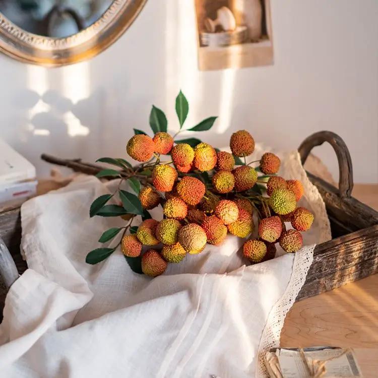 Artificial Fruit Lychee Stem 27" Tall Silk Plant by RusticReach