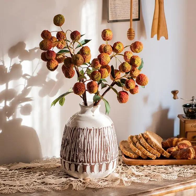 Artificial Fruit Lychee Stem 27" Tall Silk Plant by RusticReach