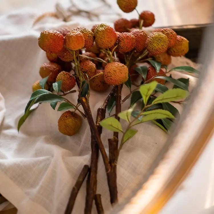 Artificial Fruit Lychee Stem 27" Tall Silk Plant by RusticReach