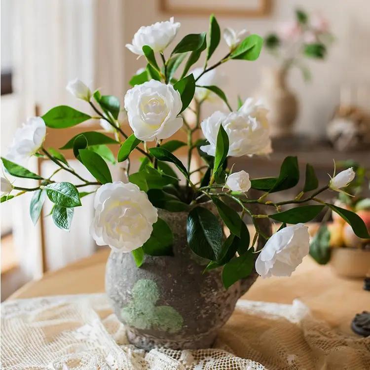 Faux Silk Gardenia Flower Stem 22" Tall by RusticReach