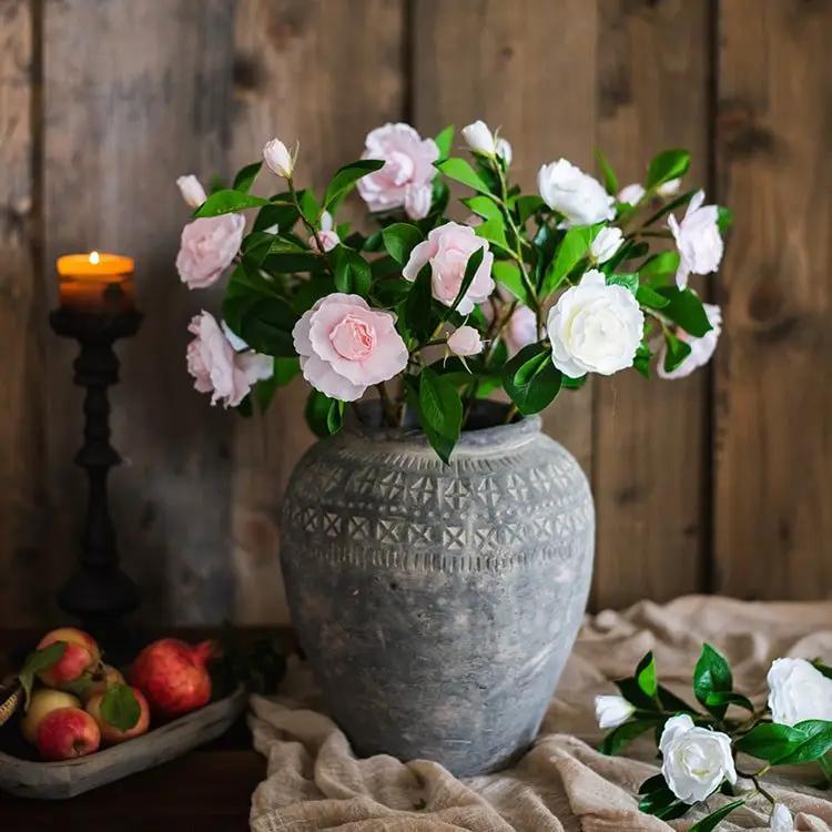 Faux Silk Gardenia Flower Stem 22" Tall by RusticReach