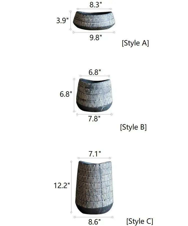 Geometry Line Ceramic Stoneware Flower Pot by RusticReach