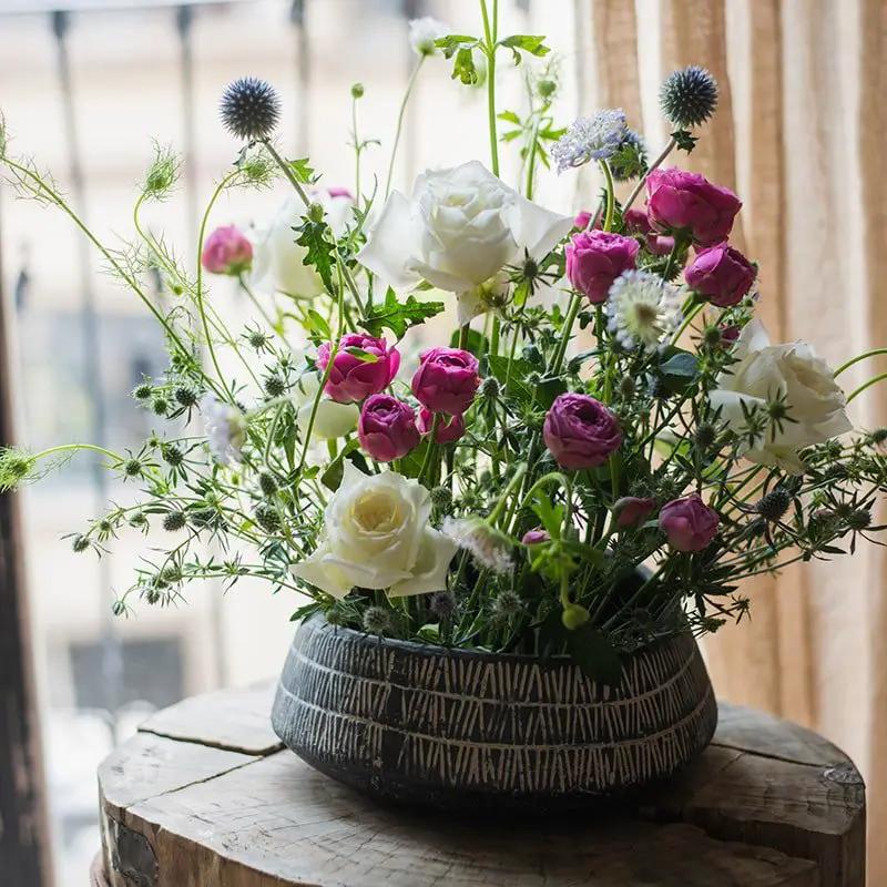Geometry Line Ceramic Stoneware Flower Pot by RusticReach