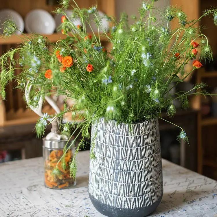 Geometry Line Ceramic Stoneware Flower Pot by RusticReach