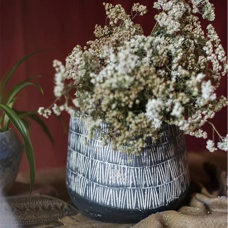 Geometry Line Ceramic Stoneware Flower Pot by RusticReach