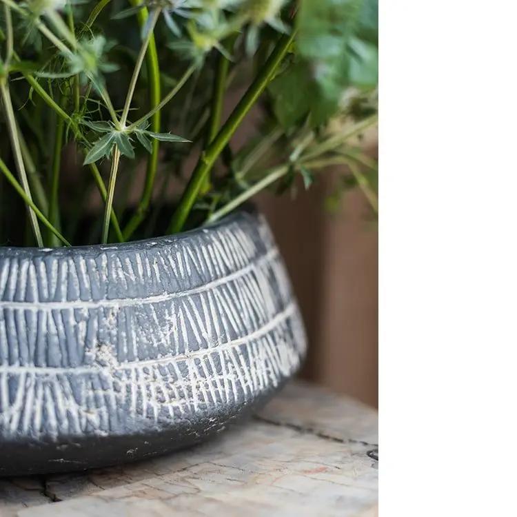 Geometry Line Ceramic Stoneware Flower Pot by RusticReach