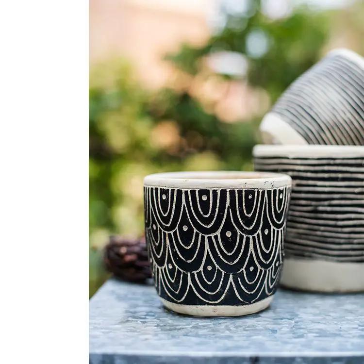 Geometric Art Concrete Flower Pot by RusticReach