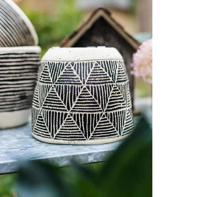 Geometric Art Concrete Flower Pot by RusticReach