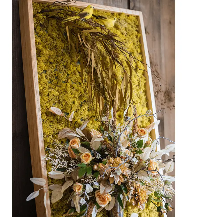 Artificial Plant Flowers Large Golden Bird Vase 3D Framed Wall Art by RusticReach
