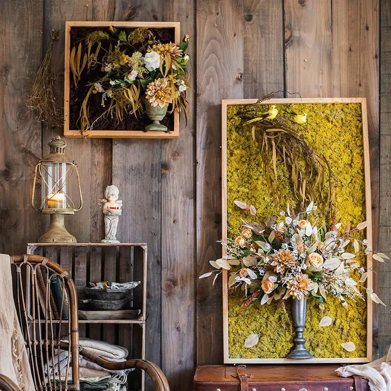 Artificial Plant Flowers Large Golden Bird Vase 3D Framed Wall Art by RusticReach