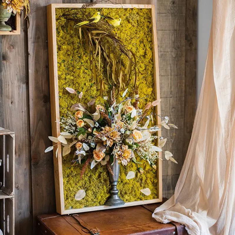 Artificial Plant Flowers Large Golden Bird Vase 3D Framed Wall Art by RusticReach