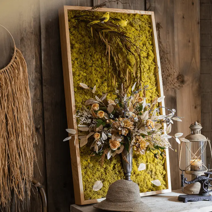 Artificial Plant Flowers Large Golden Bird Vase 3D Framed Wall Art by RusticReach