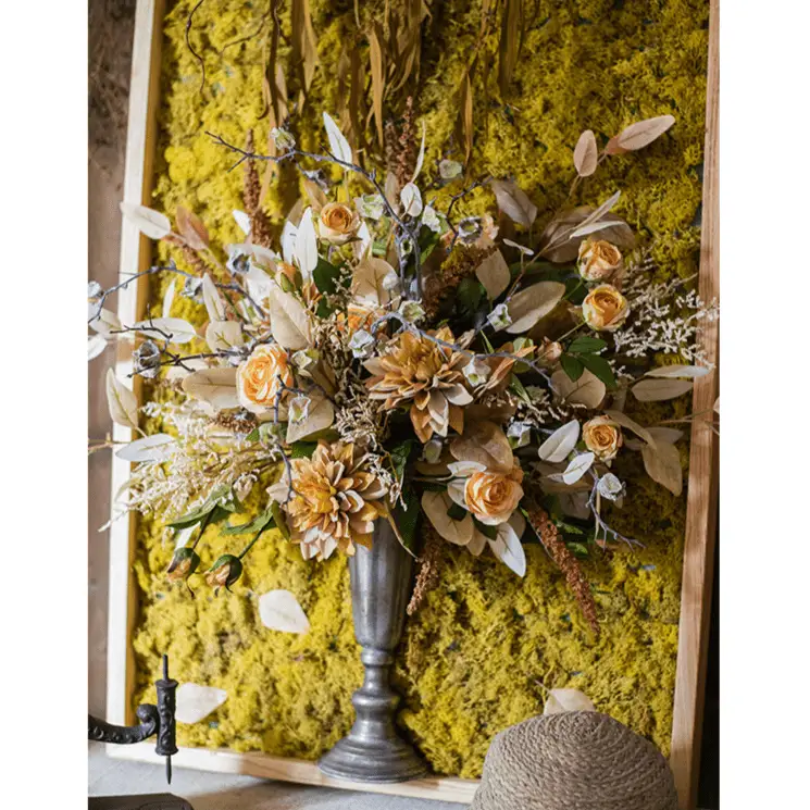 Artificial Plant Flowers Large Golden Bird Vase 3D Framed Wall Art by RusticReach