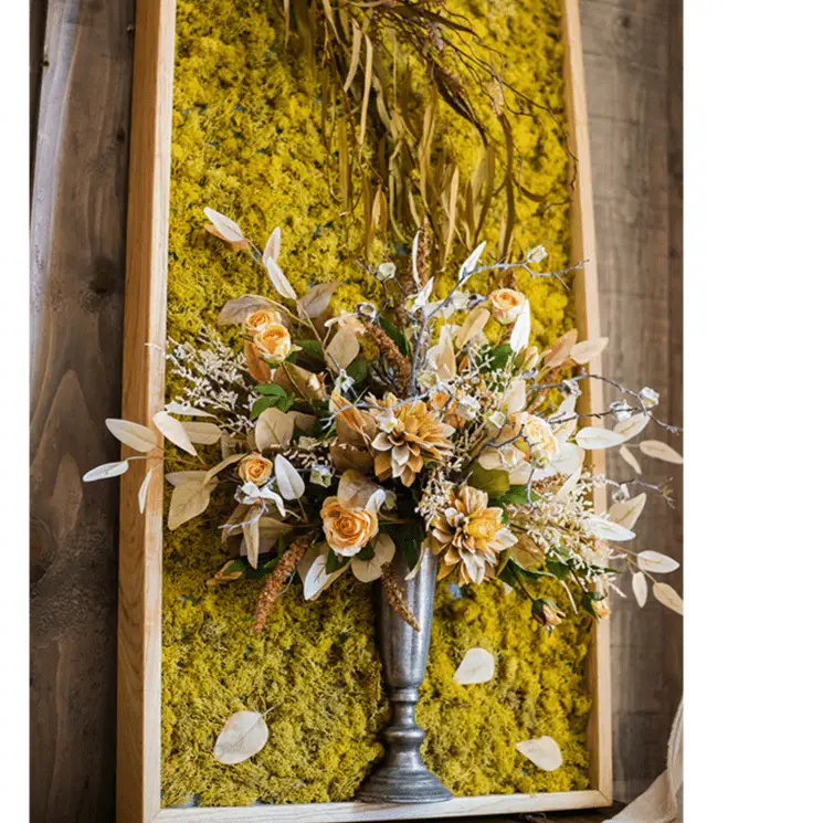 Artificial Plant Flowers Large Golden Bird Vase 3D Framed Wall Art by RusticReach