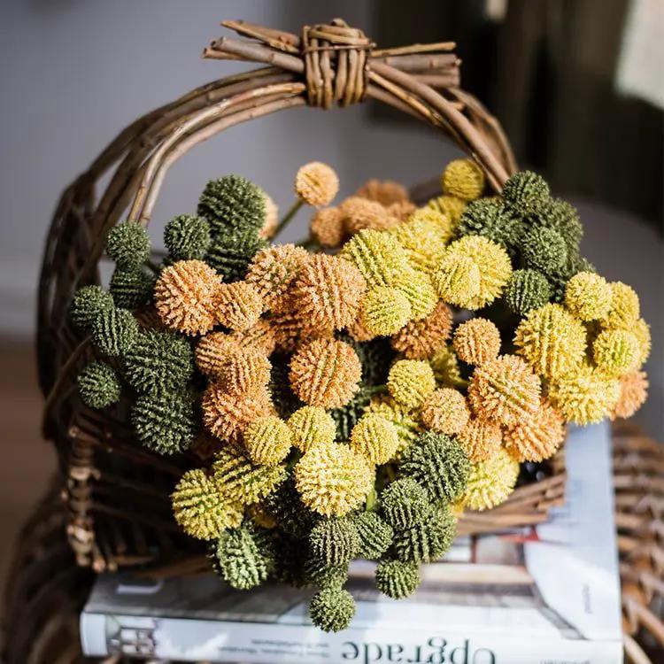Faux Silk Artificial Craspedia Globosa Bundle Set 9" Tall by RusticReach