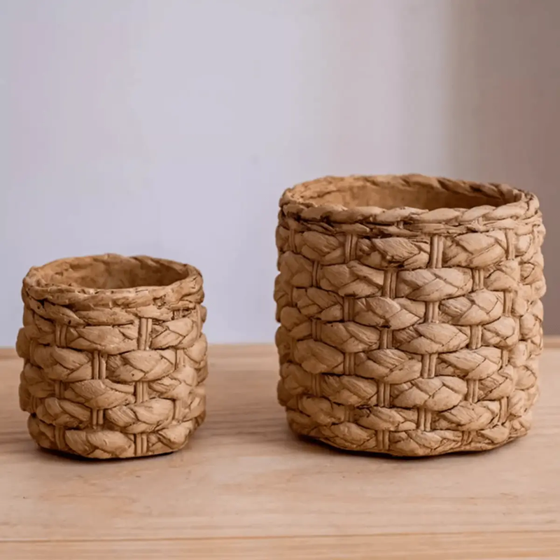 Grass Woven Looking Cement Planter by RusticReach