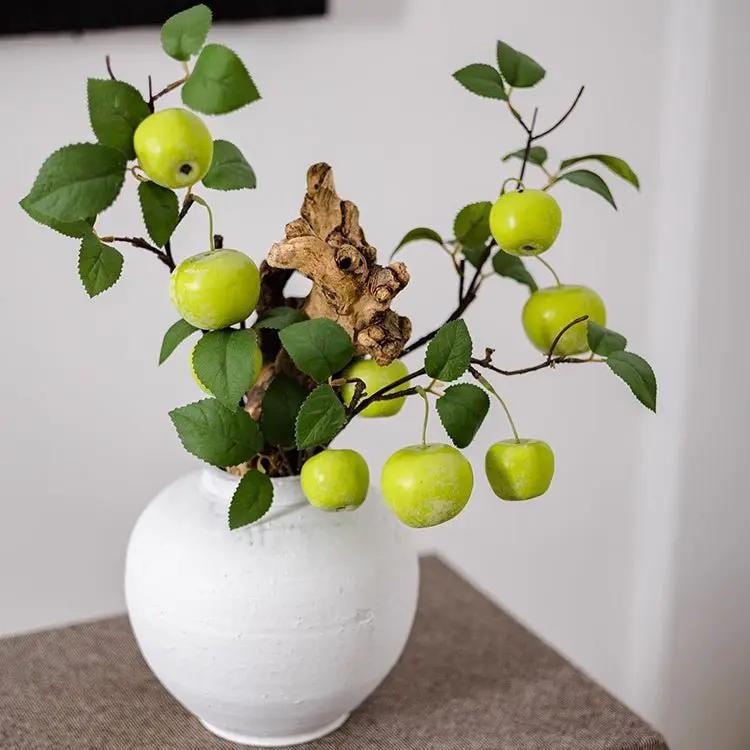 Artificial Green Apple Branch with Leaves by RusticReach