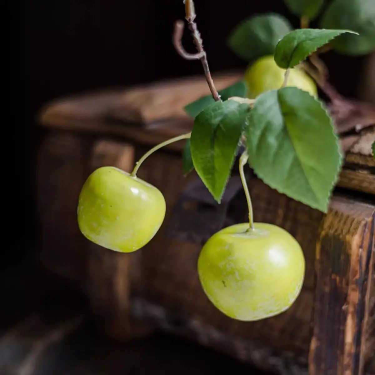 Artificial Green Apple Branch with Leaves by RusticReach