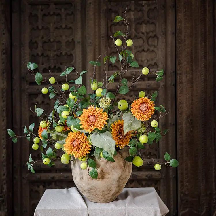 Artificial Green Apple Branch with Leaves by RusticReach