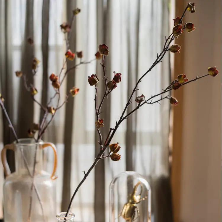Faux Silk Artificial Hibiscus Flower Stem Dry 35.4" Tall by RusticReach