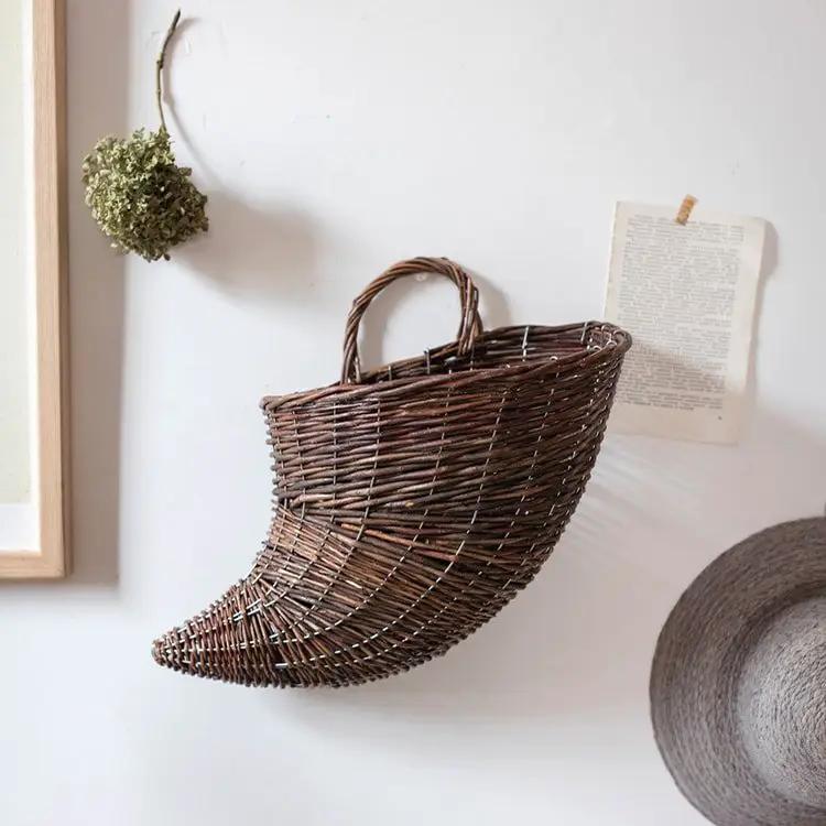 Horn Shape Willow Hanging Basket Planter by RusticReach