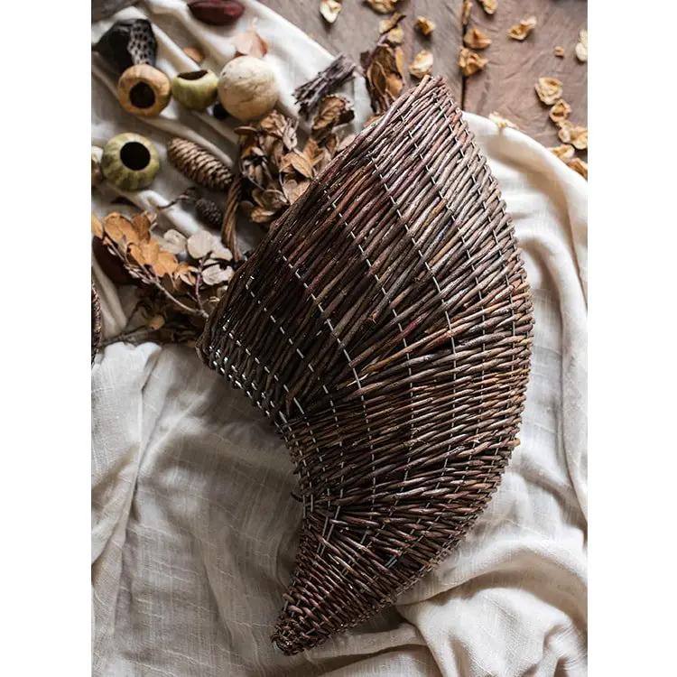 Horn Shape Willow Hanging Basket Planter by RusticReach